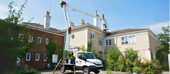 using our cherry picker on a commercial gutter cleaning job in Filwood, Nottingham