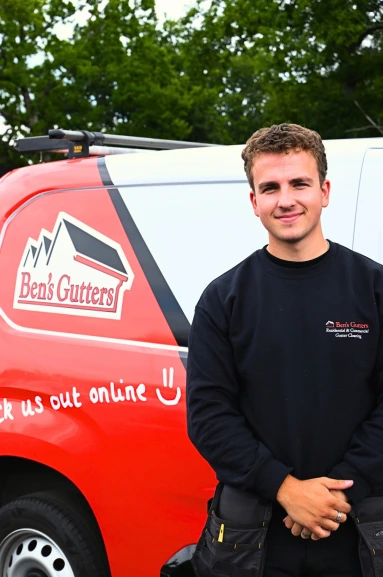 our gutter cleaner in Nottingham standing by company vehicle